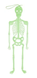 Scheletro in plastica fosforescente fluorescente cm 31 scherzo Halloween - Foto 1 di 1