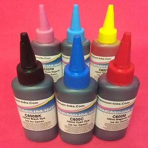 6x100ML DYE INK REFILL BOTTLES FOR CANON PIXMA MP950 MP960 MP970 REFILLABLE CISS - Afbeelding 1 van 4