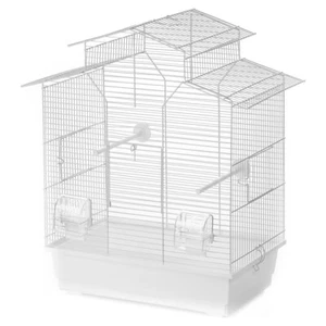 Duvo+ Vogelkäfig Iza 2 Weiß 51x30x52 cm mit Futter- & Trinknapf, 2 Stangen - Bild 1 von 2