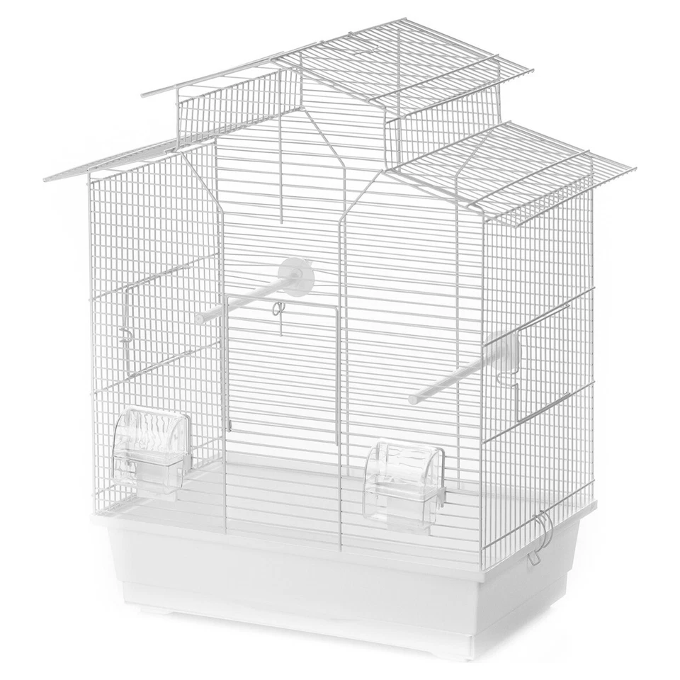 Duvo+ Vogelkäfig Iza 2 Weiß 51x30x52 cm mit Futter- & Trinknapf, 2 Stangen - Bild 1 von 2