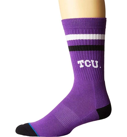 Stance NCAA TCU Horned Frogs Men's Crew Socks Medium 6-8.5 NWT Purple Black Cover