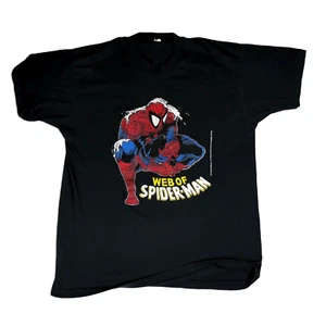 T-shirt nera vintage 1989 Marvel Web of Spider-Man Todd McFarlane anni 80 - Foto 1 di 9