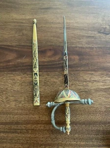 Vtg Spanish Toledo Steel Sword Sabre Letter Opener Paper Knife - Picture 1 of 7
