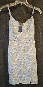 Hollister Blanco/Azul Floral Calado Solero Forrado Correas Ajustables Talla S, Nuevo con Etiquetas - Imagen 1 de 6