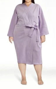 Women's Lightweight Waffle Knee Length 60% Cotton Robe 2X -XXL LAVENDER SKY - Picture 1 of 10