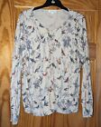 Gorgeous Monsoon Beige Colorful Bird &amp; Butterfly Pattern Thin Knit Cardigan XL