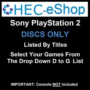 Dischi Sony PlayStation 2 PS2 SOLO seleziona i tuoi giochi dall'elenco a tendina D-G - Foto 1 di 227