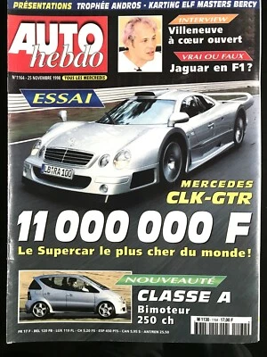 AUTO HEBDO 25/11/1998; Mercedes CLK-GTR/ Classe A/ Trophée Andros/ Karting Elf - Photo 1/2