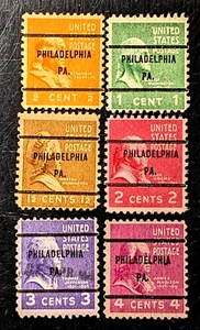 SCOTT # 803 - 808 - SET OF 6 PRECANCELED STAMPS -SEE PHOTOS - F / VFCONDITION - Picture 1 of 1