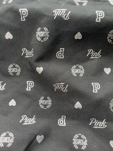 PINK Victoria’s Secret TOTE BAG Logo Heart Print Black LARGE Polyester Zip 2019 - Picture 1 of 11