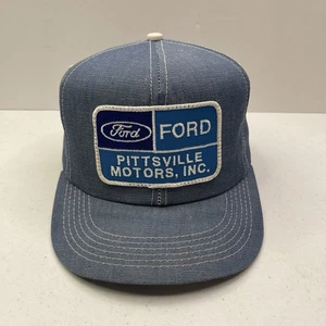 Vtg Ford Tractors Equipment K Products Snapback Denim Trucker Farm Hat Virginia - Picture 1 of 5