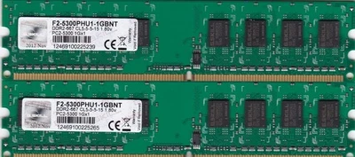 G.Skill 2GB (2x1GB) DDR2-667 PC2-5300 Ram Memory Kit - F2-5300PHU1-1GBNT - Image 1 of 3