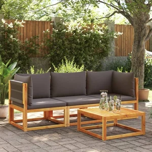 3-tlg. Gartensofa-Set mit Kissen Holz Akazie & Seil - Bild 1 von 10