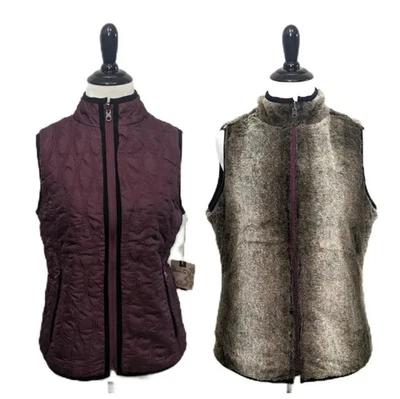 NOVO Colete Mochila Reversível Aventura - Pele Roxa e Sintética - Tamanho Pequeno Feminino - Imagem 1 de 4