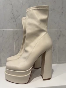 Platform Square Toe Chunky Heel Go Go Boots Women’s Size 7.5 - Picture 1 of 9