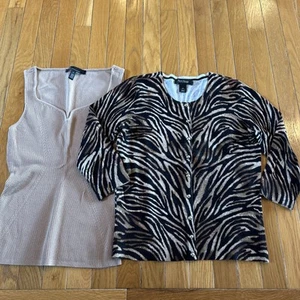 White House Black Market Snap Front Cardigan Sweater Size S & Matching Tank Top - Picture 1 of 8