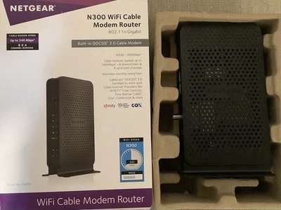 Netgear N300 WiFi Cable Router 802.11n Gigabit C3000~360Mbps DOCSIS~New-Open Box - Image 1 of 4
