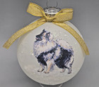 D420 Hand-made Christmas Ornament dog - Keeshond - happy standing profile (gold)