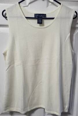 Camiseta sin mangas estilo Susan Graver blanca marfil cuello redondo talla mediana Foto 1 de 4