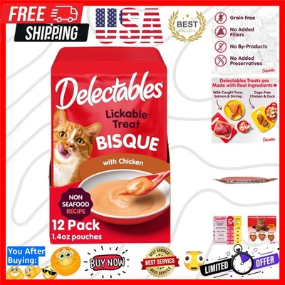 Delectables Non-Seafood Bisque Lickable We Cat Treats for Adults & Senior Cat... - Image 1 of 4