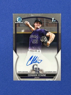 CONNOR STAINE 2023 BOWMAN CHROME 1ST PROSPECT Rookie AUTOGRAPH AUTO #CPA-CSE Rc - Image 1 of 2