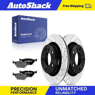 Rear Drilled Slotted Brake Rotors Ceramic Pads for BMW 325Ci 325i 328i Foto 1 de 4