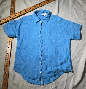Michael Stars Shirt Damen Small Blau Gaze Strick Button Down Leise Luxus Top - Bild 1 von 12
