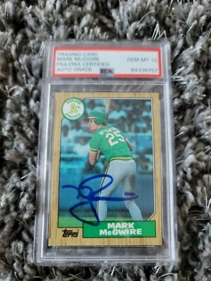 Mark Mcgwire A's Signed 1987 Topps Rookie Card #366 PSA/DNA Gem Mint 10 Auto - Image 1 of 2