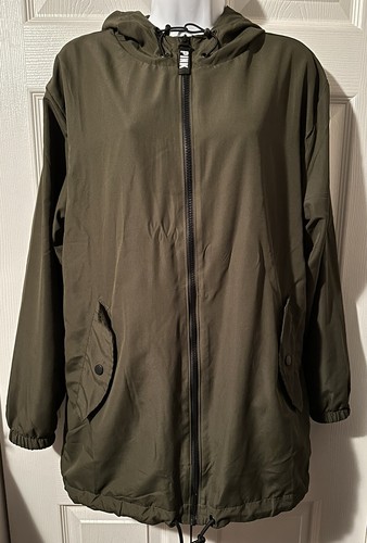 UNDERCOVER Giacca antipioggia Victoria Secret ROSA Anoracca Verde Oliva XS S Cappuccio Intera Cerniera