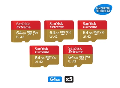 Sandisk Extreme 64GB Micro SD Memory Card GoPro MAX HERO9 HERO8 HERO7 Black (5) - Image 1 of 3
