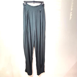 VTG Eileen Fisher Pull On Wide Leg Pants Elastic Waist Gray Flowy Stretch Beachy - Picture 1 of 11