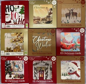 CHRISTMAS CARDS BOXES 12 ASSORTED DESIGNS TOP QUALITY ECO FRIENDLY CARDS RECYCLE - Picture 1 of 28