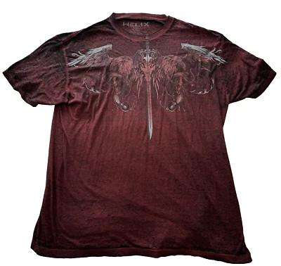 Camiseta Vintage Y2K Masculina Tamanho 2XL Helix Sword With Wings Dupla Face Vermelha/Preta - Imagem 1 de 4