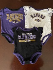 NFL Football Baltimore Ravens Baby Girls size 6-9 month short sleeve bodysuits
