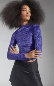 Top Urban Outfitters Cuello Simulado Terciopelo Burnout Natalia Pequeño Nuevo Con Etiquetas - Imagen 1 de 12