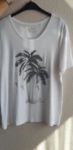 T-Shirt Shirt Kurzarmshirt weiß mit Aufdruck Pailletten Gr. L von C&A *wie neu* - Bild 1 von 4