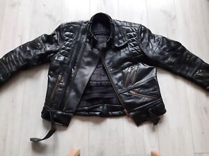 Hein Gericke biker motorcycle vintage leather jacket XL Large Moto Cuir 