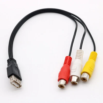 1x 3RCA Female to USB 2.0 A Female Video Audio AV Composite Adapter Cable 25cm - Image 1 of 4