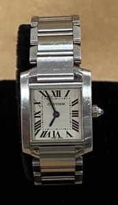 CARTIER 2384 TANK FRANCAISE STAINLESS STEEL 20mm LADIES QUARTZ WATCH. - Picture 1 of 9
