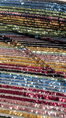 Heavy Sequin Festive Stripes Fabric 130cm Wide Non-Stretch Craft & Upholstery - Image 1 of 4