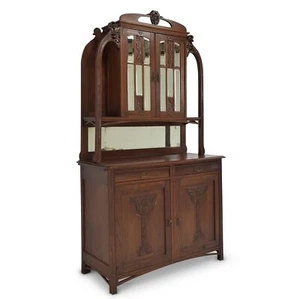 ANTIK! Großer Buffet-Schrank restauriert Jugendstil Art Nouveau Eiche K-0045 - Bild 1 von 12