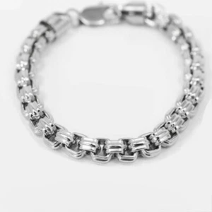 Herren 8" Edelstahl 8mm Klassisch Hochglanzpoliert Box Kette Armband. Box - Bild 1 von 2