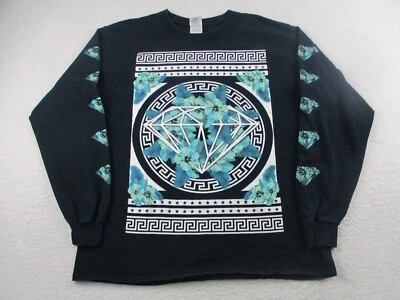 Camiseta Gildan Algodón Pesado Negra Manga Larga Para Hombre L Geométrica Floral Diamante Foto 1 de 4