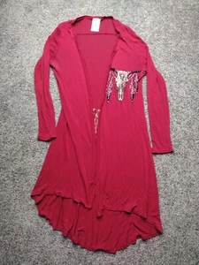 Vocal Cardigan Light Open LA USA Made Women Large Native American Feathers Scull - Picture 1 of 8
