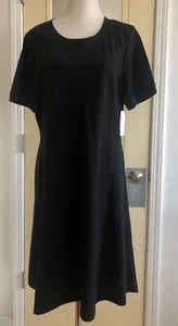Athleta Textured En Route Dress Short Sleeve Heather Gray Fit & Flare XL NWT - Picture 1 of 8