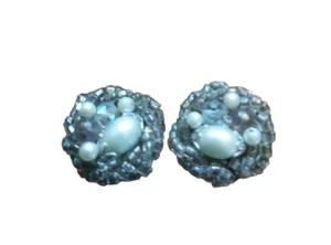 Pendientes con clip en racimo de estrás con cuentas marcados Japón Bling - Imagen 1 de 3