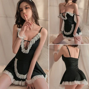 Sexy Lingerie Women Role Play Maid Outfit Cosplay Naughty Girl Lace Babydoll Set - Picture 1 of 27