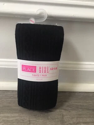 TCP The Childrens Place Girls Size 12-14 BLACK Cable Knit Tights NEW!! - Image 1 of 4