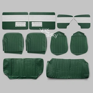 Vw upholstery seat cover door panel board dark green white 1965-66 - Picture 1 of 3