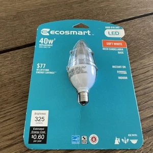 Ecosmart 40w Watt LED Bulb Soft White Deco Candelabra Base New - Picture 1 of 15